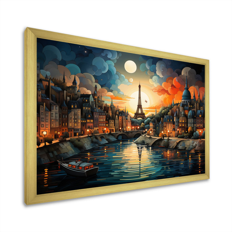 Mar treize Paris City of Lights III - impression, H 34 po x l 44 po x P 1,5 po, Cadre doré simple