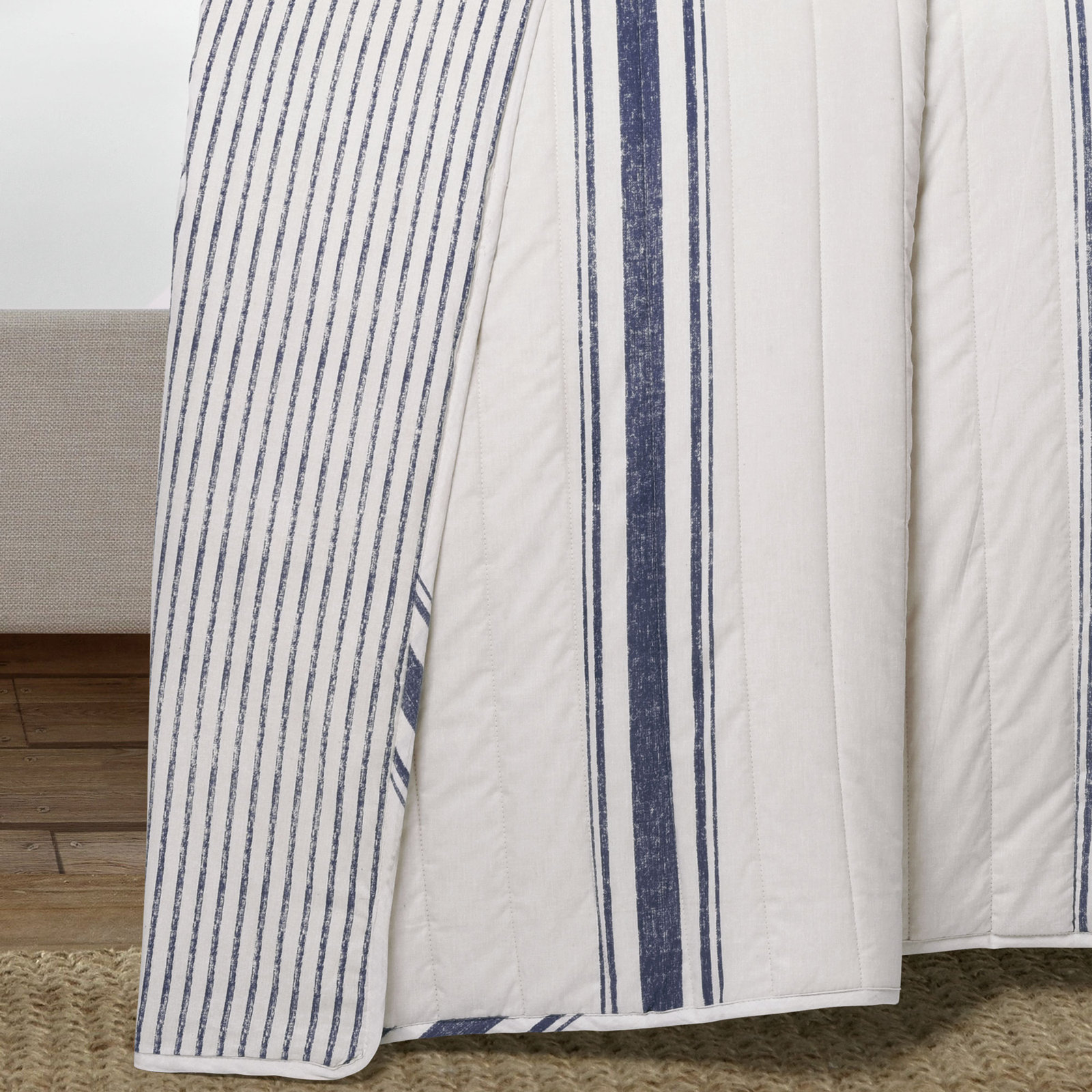 Fonti Cotton Quilt Set, Navy