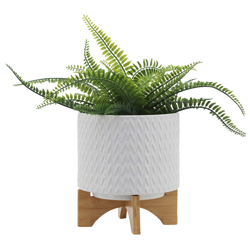 Petit pot de fleurs avec jardinière, H 10 po x l 8 po x P 8 po