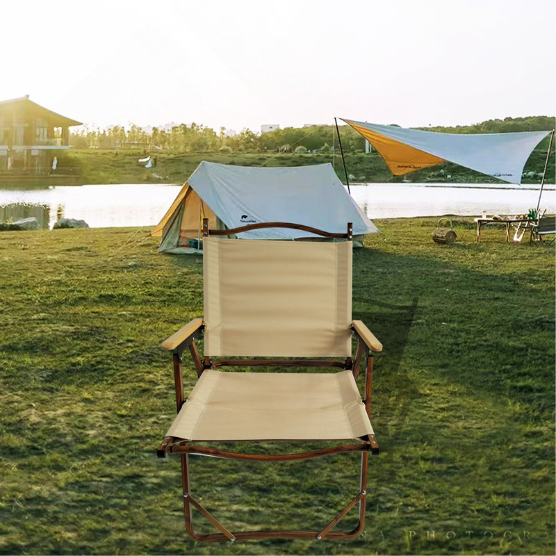 Ensemble de 4 chaises pliantes et portatives confortables avec cadre en aluminium, chaise de voyage Kermit facile à plier et à transporter
