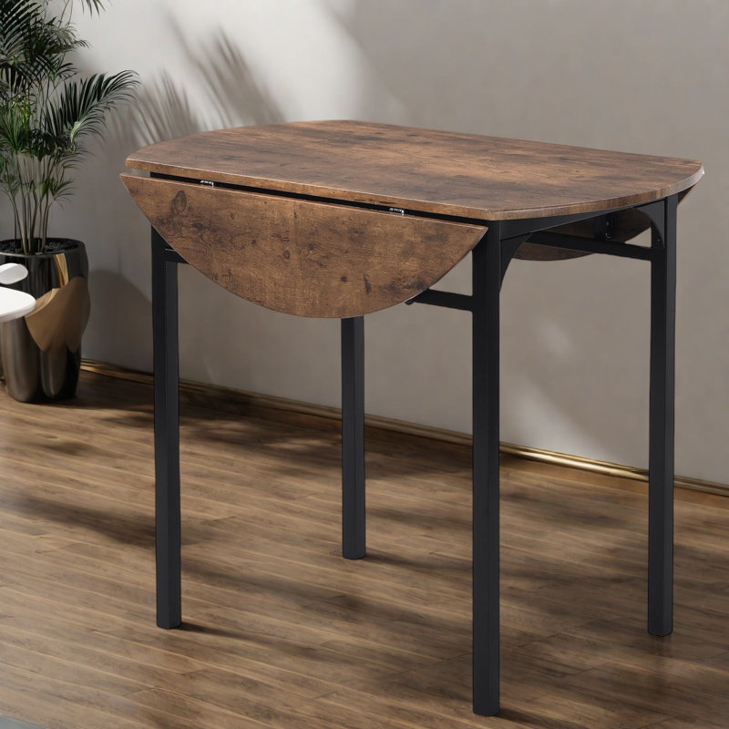 Space-saving Modern Dining Table, Metal Mdf, Rustic Style For Small Kitchens