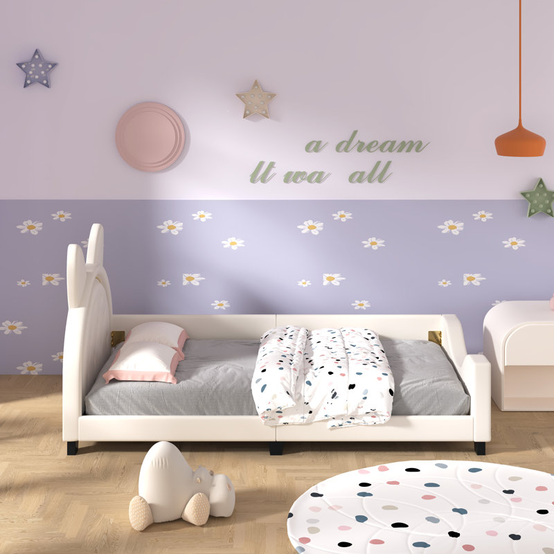 Kallel Upholstered Platform Bed, White
