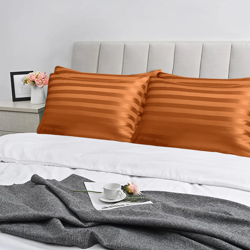 Luxury Microfiber Striped Pillowcases - Soft, Breathable & Wrinkle-Resistant Pillow Covers for Sofa,, Rust