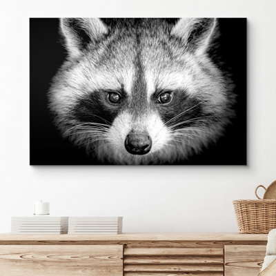 Art mural en raton laveur sur toile noir et blanc pour le salon de la chambre à coucher Signleader - 16 x 24 po_SPL14