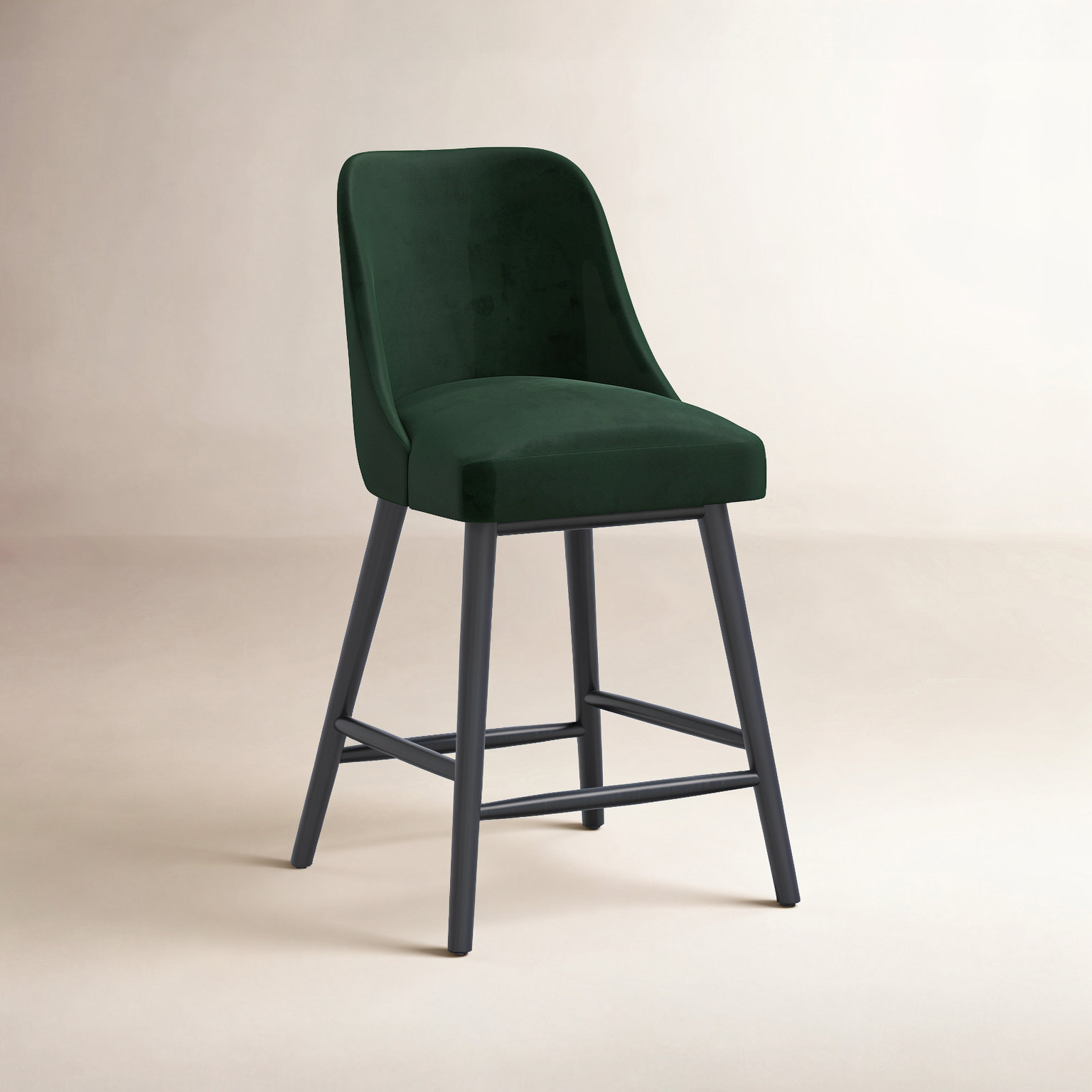 Gallie Bar and Counter Stool, Counter Stool (27" Seat Height), Luxe Emerald Velvet