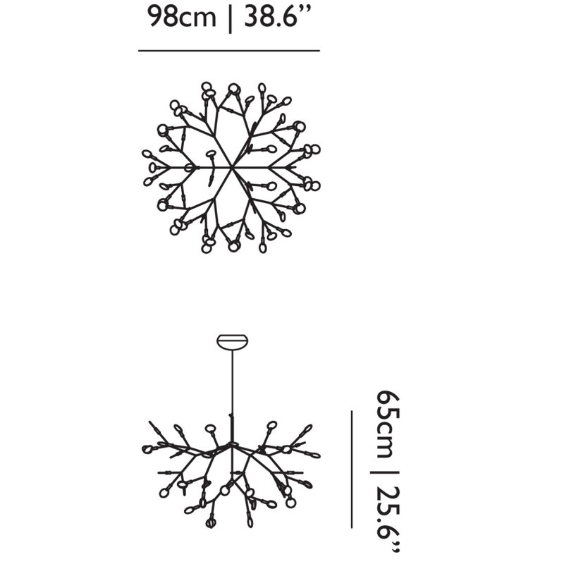 Heracleum III LED Chandelier, Copper, 25.6" H x 38.6" W x 38.6" D, 157.5"