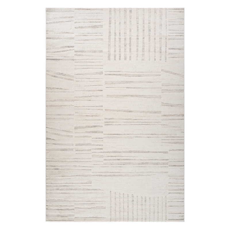 5' X 8' Gray and Beige Geometric Distressed Area Rug