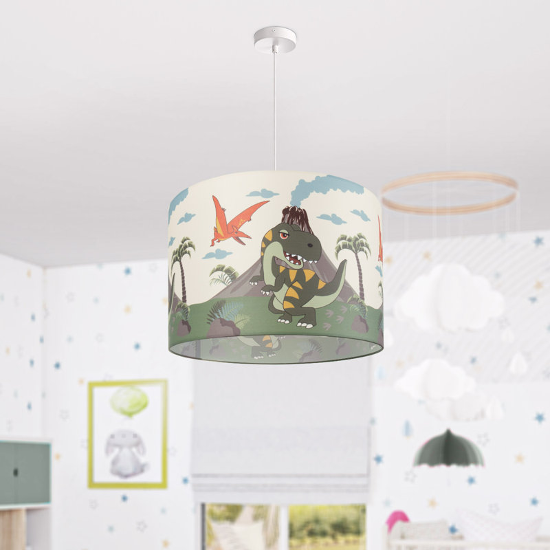 Drum pendant lamp 1-light Tymoteusz, White