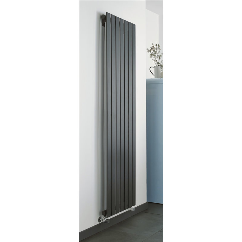 Clifton Vertical Designer Radiator, 120cm H  x  41cm W  x  5.2cm D, Grey