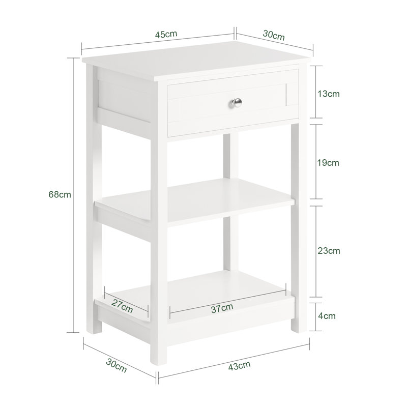 Axton 45cm W Bedside Table, White
