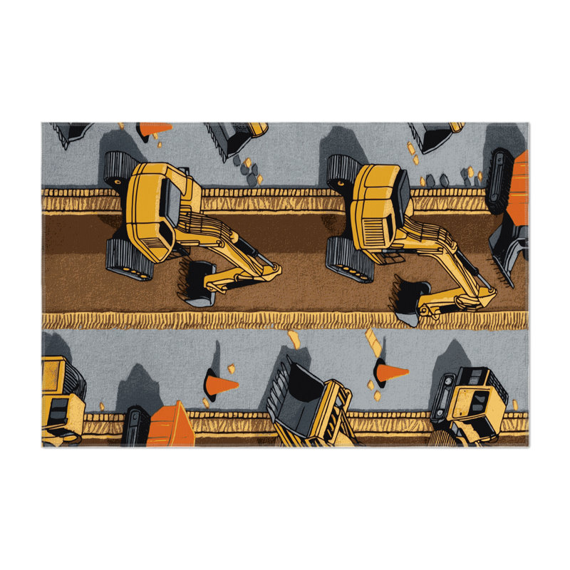 Transportation Brown Indoor and Outdoor Area Rug, Rectangle 2' x 3'