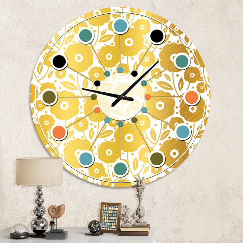 Horloge murale Golden Floral I - Mid-Century, Moyenne
