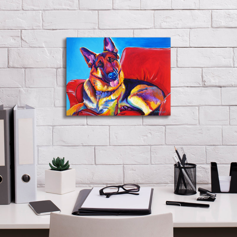 "Gsd - Zeke" par Dawg Painter, H 12 po x l 16 po x P 0,75 po