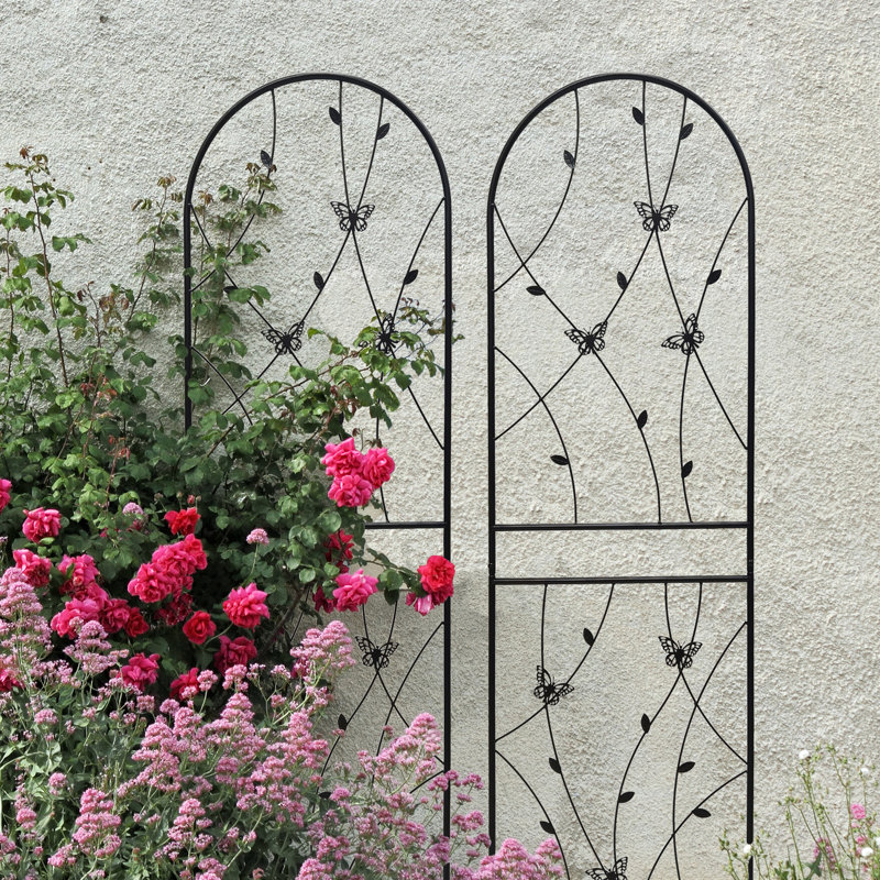 Treillis de jardin en métal 71 po x 19,7 po, paquet de 4, antirouille, noir, support de croissance pour plantes d'extérieur, facile à assembler 71 po x 19,7 po, pour support de fleurs, assemblage
