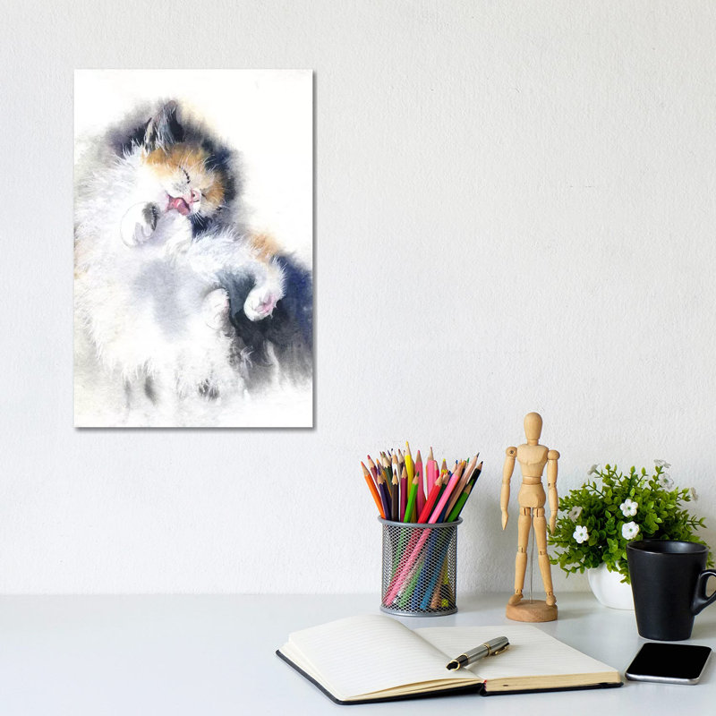 Kitty Bath 1 Piece Wrapped Canvas Painting, 20.32 cm H x 30.48 cm W