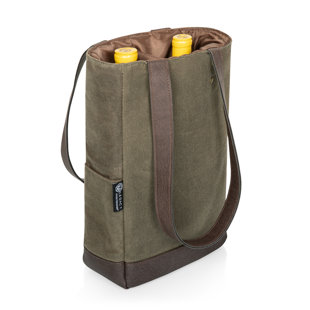 Distressed Waxed Canvas Insulated Wine Tote Bag