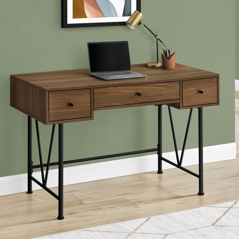 Bureau d'ordinateur, bureau personnel, ordinateur portable, tiroirs de rangement, L 48 po, bureau, métal noir, transitionnel