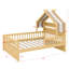 Lit en bois en forme de maison avec tablette de rangement pour tête de lit-328278643-328278642