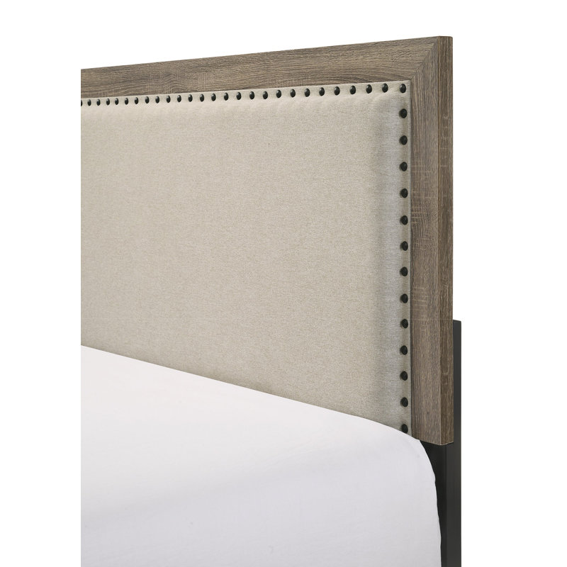 Très grand lit tapissier gris brun Mille, Brownish Grey