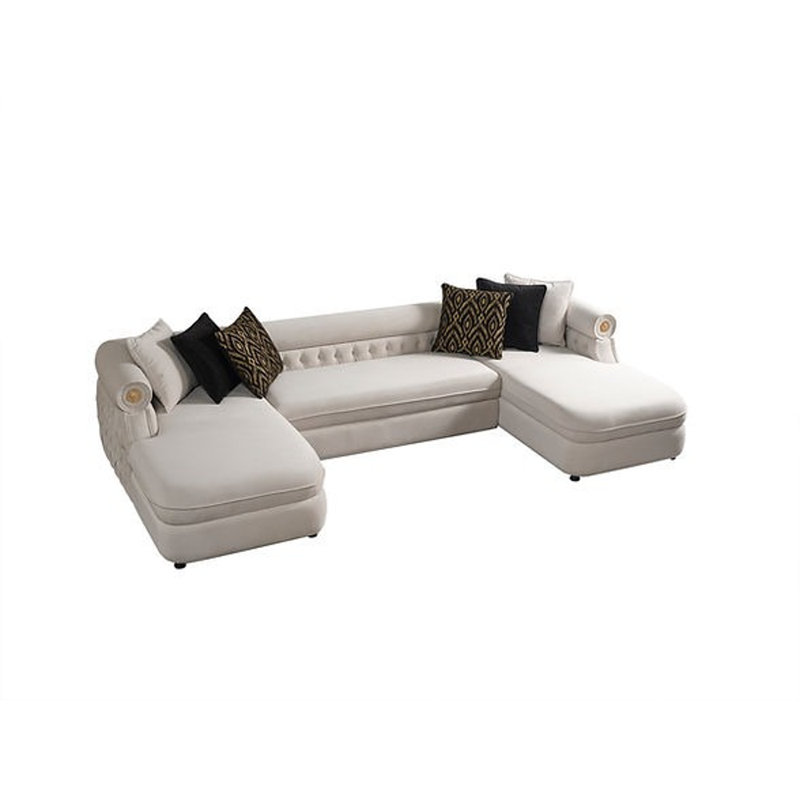 Canapé modulaire Lacarla, Tissu crème