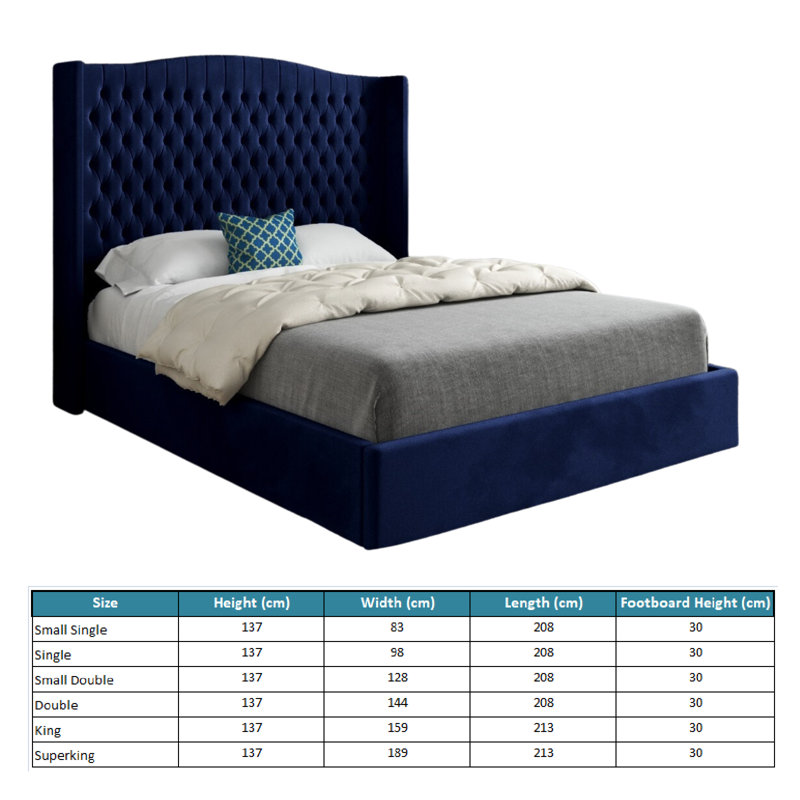 Aldermary Upholstered Bed, Single (3'), Blue