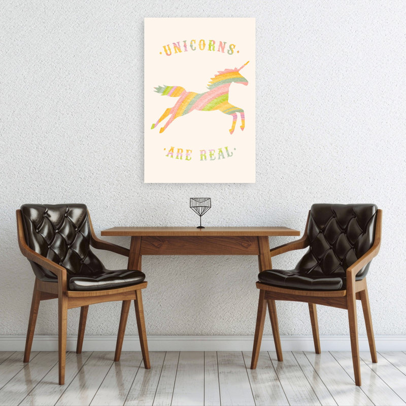 Affiche d'art mural contemporain abstrait avec citation de licorne pastel, H 36 po x l 24 po