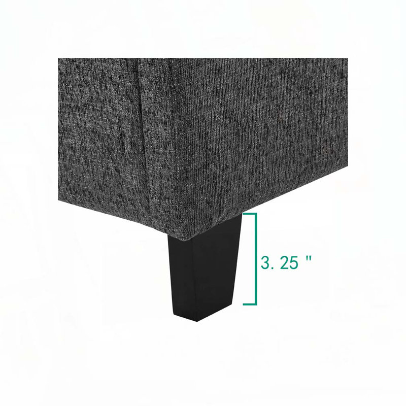 Lit plateforme tapissier Boucle, Gris, Grand lit