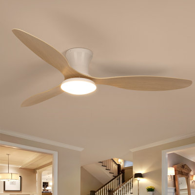 Ventilateur de plafond d'intérieur à pales en ABS 52 po avec éclairage à DEL à intensité variable et télécommande Karlena, 3 températures de couleur, moteur CC réversible à 6 vitesses, minuterie