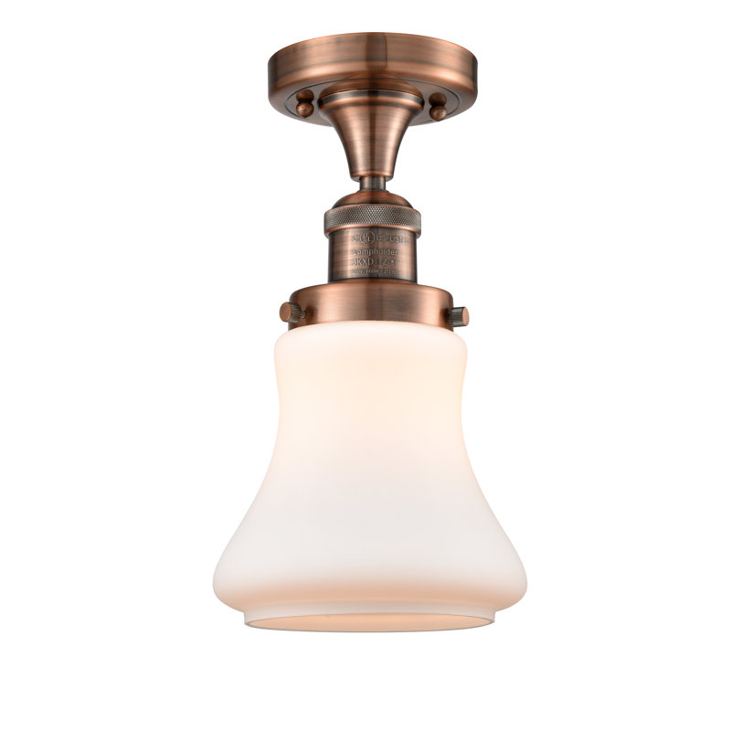 Plafonnier semi-encastré à 1 lumière Edda, Cuivre antique, Blanc mat, Ampoule DEL 6 watts Vinage