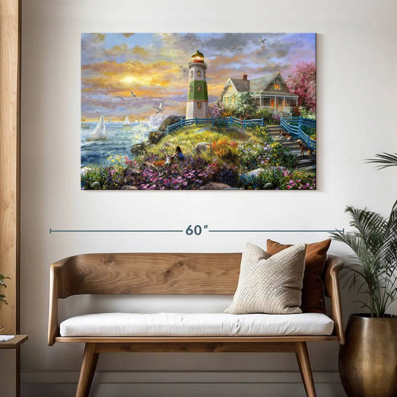 Regarder le coucher de soleil au phare, H 32 po x l 48 po