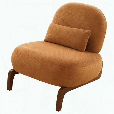 Mignon fauteuil d'appoint sans accoudoirs - velours caramel - pieds en bois massif