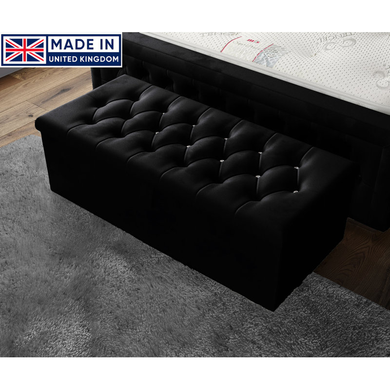 Akilia 102cm Wide Tufted Rectangle Storage Ottoman with Hydrolic Arm, Black