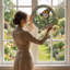 Panneau de vitrail de jardin Butterfly H 12 po-1168974606