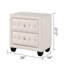 Table de chevet à 2 tiroirs capitonnée de style moderne recouverte de velours en bois crème-133139087