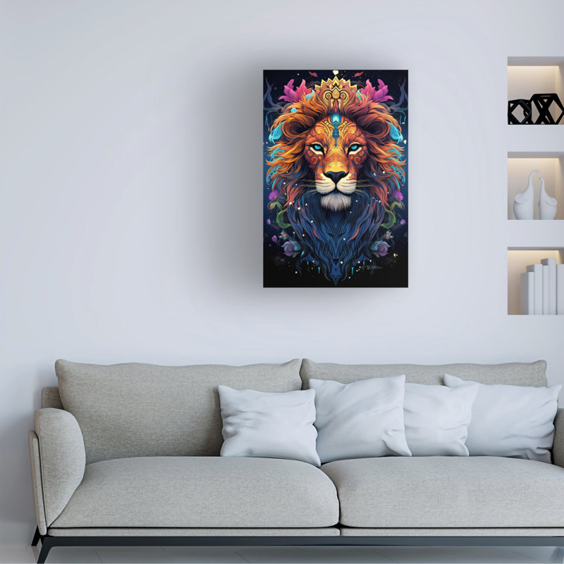 «DMT Art Lion 2», peinture sur toile, L 12 po x H 19 po x P 2 po