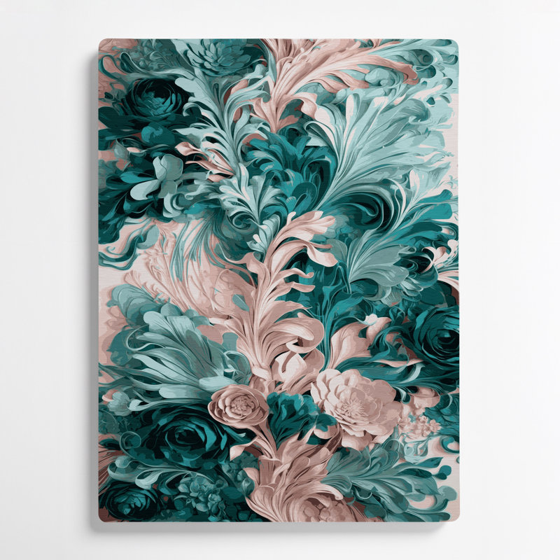 Abstrait floral 46, art mural gris en métal, H 11 po x l 14 po