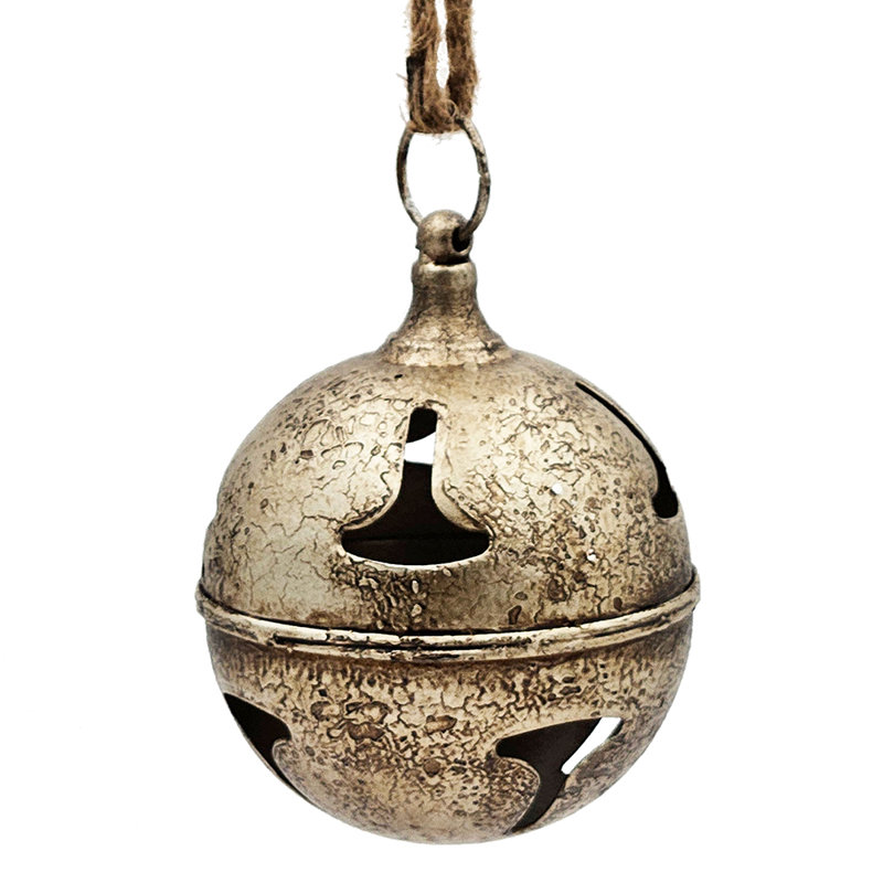 Set of 6 Silver and Gray Iron Bell Hanging Ornaments