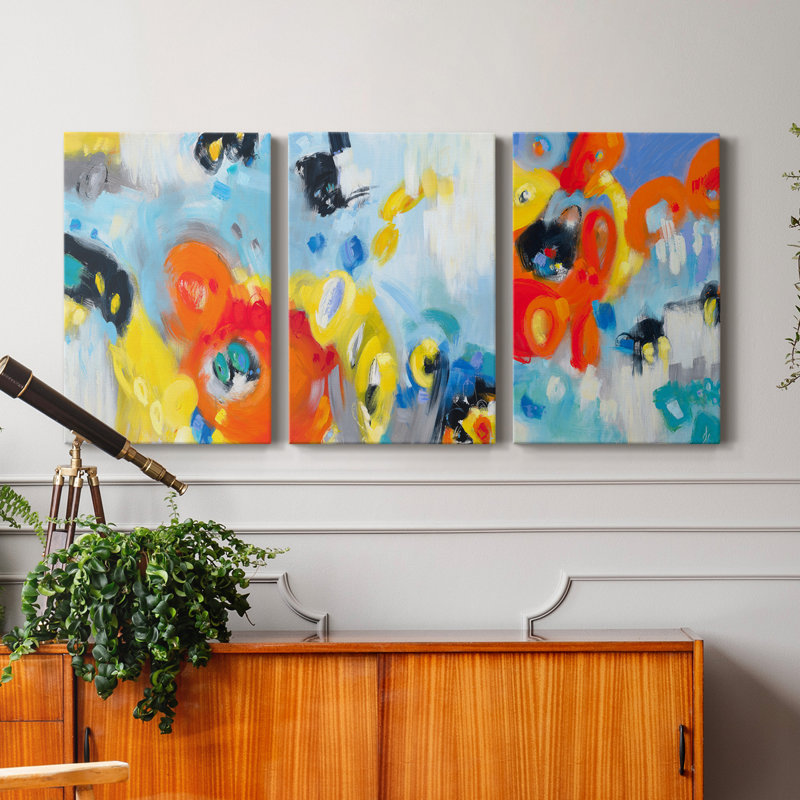 In the Loop II - ensemble de 3 peintures sur toile tendue, H 27 po x l 48 po x P 1 po