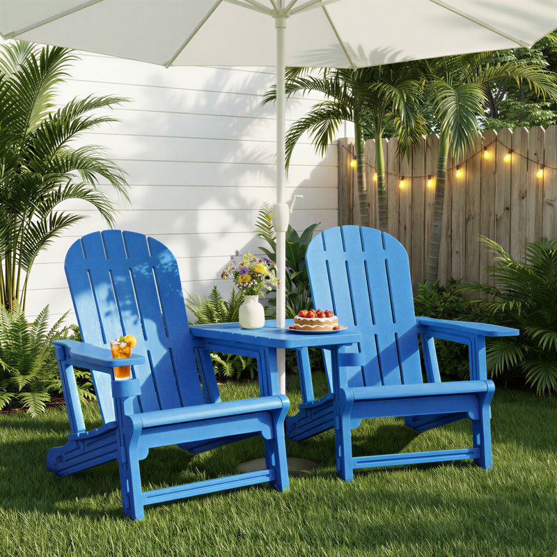 2-Person Outdoor Adirondack Chair, Blue