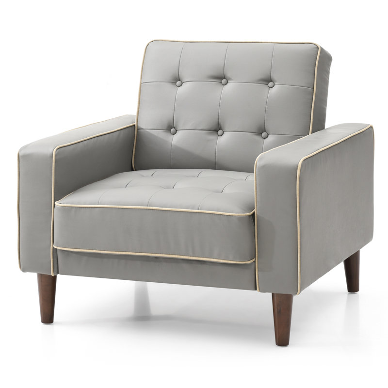 Chaise rembourrée Woodmere, Similicuir gris pâle