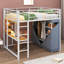 Lit mezzanine en métal avec bureau, tablettes, prise de courant, lumière DEL et garde-robe-933765097