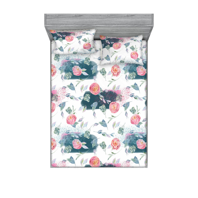 Drap-housse et taies décoratives 3 pièces Ambesonne, Ensemble de draps pour grand lit avec 2 taies d'or