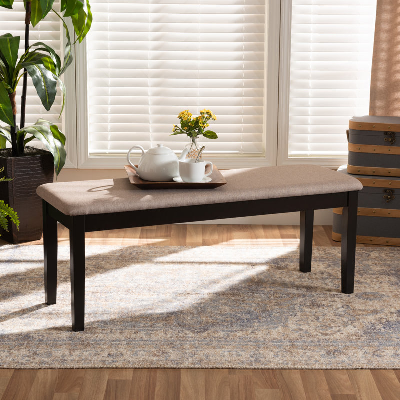 Stu Polyester Upholstered Bench, Sand, Black