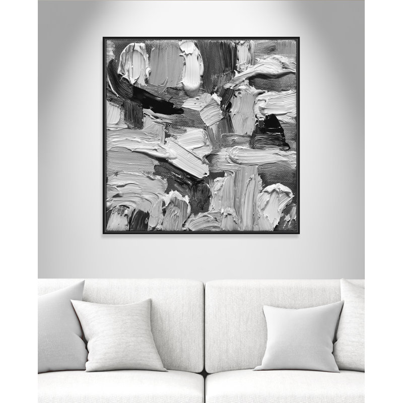 Carrey Abstract Wonder 1 - Cadre flottant, peinture sur toile, H 37,5 po x l 37,5 po x P 2 po, Cadre noir