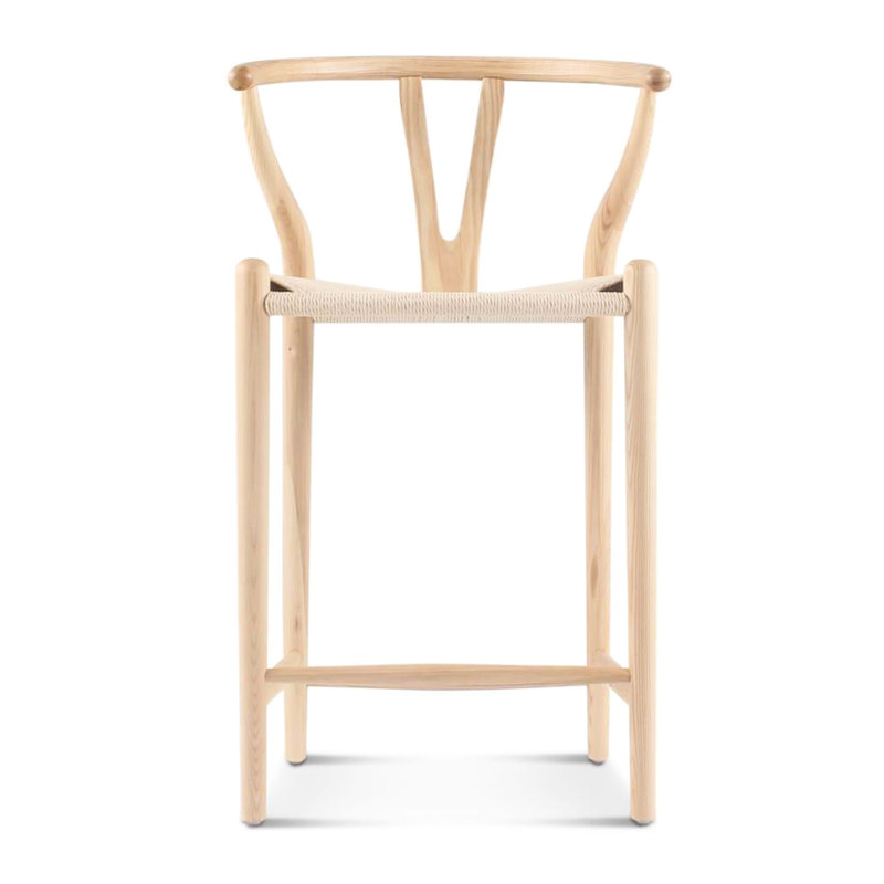Natural Ash Counter Stool Hand Woven Seat Made Of Paper Cord Solid Wood Oil - Based Stain Fire 20.42 In Width 36.14 Height 21.56 Depth