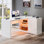 Bureau en L 55,12 po avec lumière DEL et 3 tiroirs