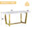 Luxury 70 Inch White Sintered Stone Dining Table With Brushed Bronze Base-525071319