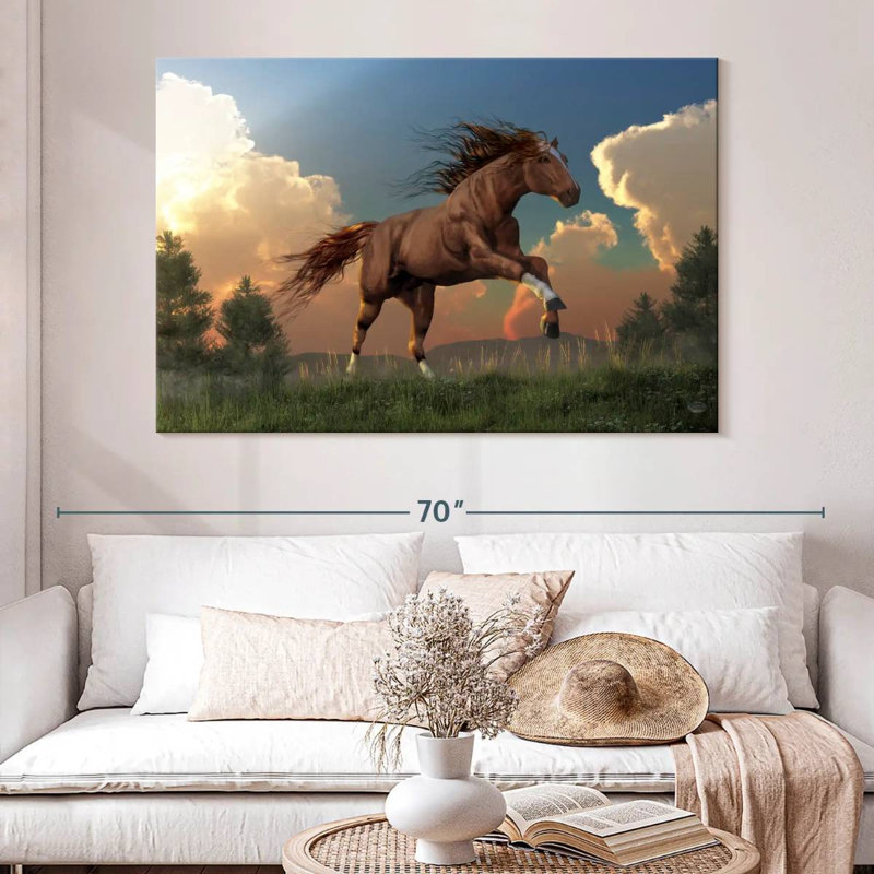 Cheval qui court librement, H 34 po x l 51 po