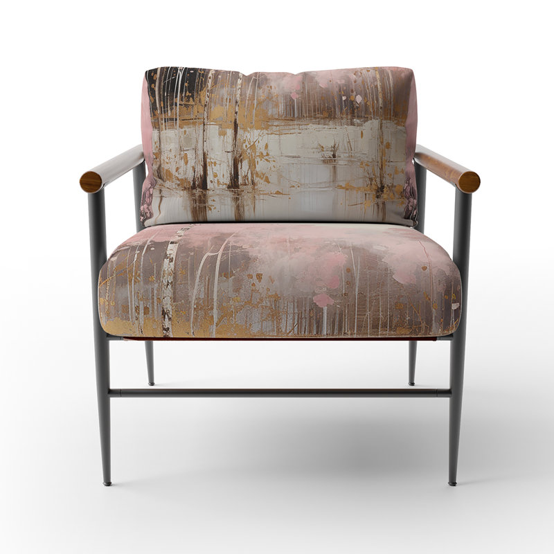 Chaise d'appoint Minimalisme Gold Forest I - rembourrée Paysages, Noir