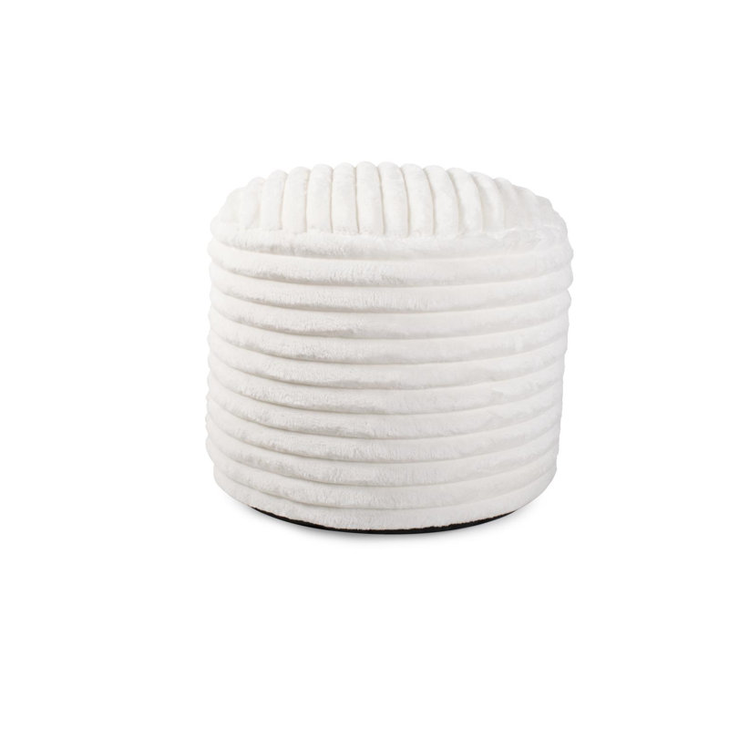 Campblin Pouf Tall Shar Pei White, White Polyester